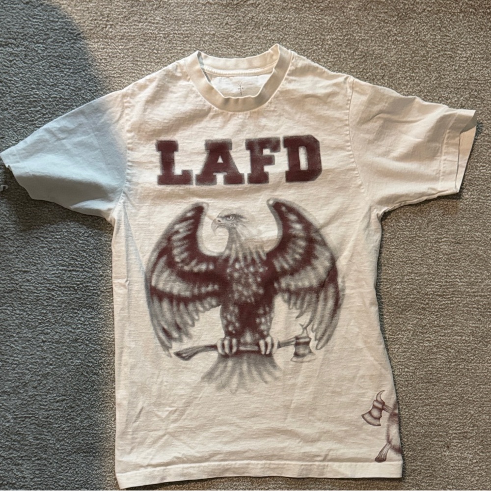 Travis Scott Cream and Brown LAFD Short Sleeve Tee